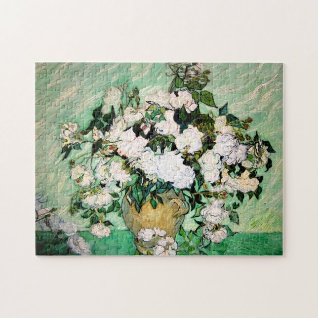 Vase à Van Gogh avec le puzzle rose de roses (Horizontal)