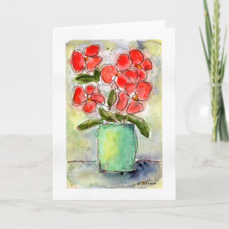 Vase and Flowers Watercolor Greeting Card