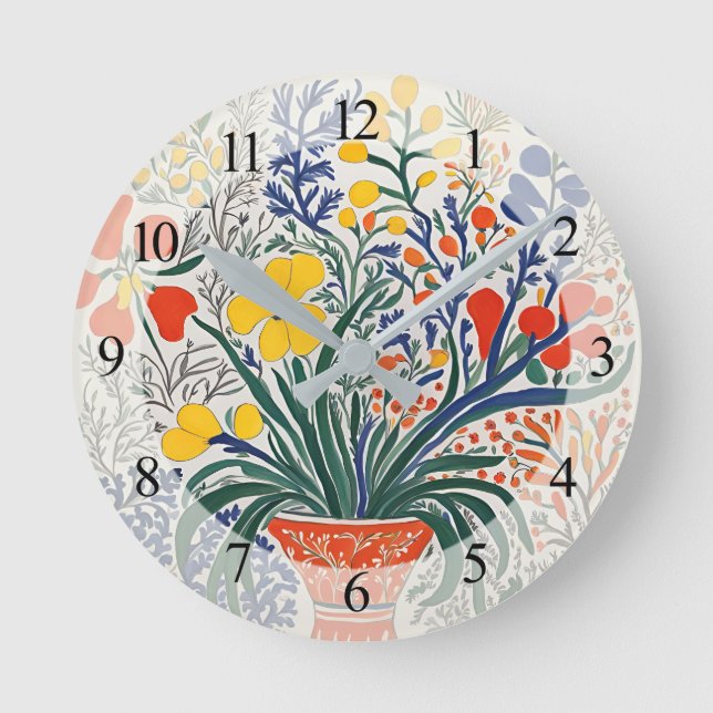 Vase and Wild Flowers  Round Clock (Front)