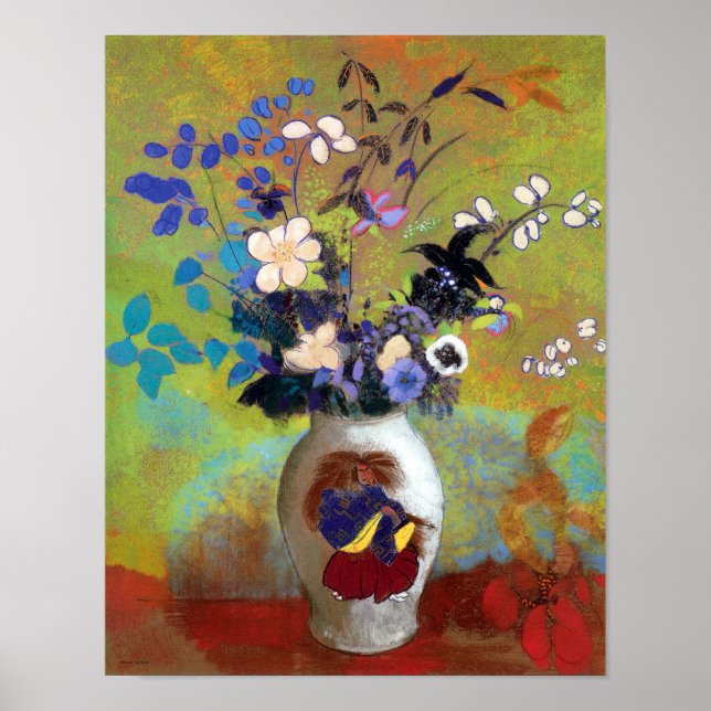 Vase au Guerrier Japonais Flower Fine Art Print (Front)