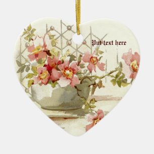 Vase aux roses roses vintages aquarelle ornement