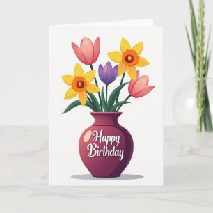 Vase Bloom Birthday Card