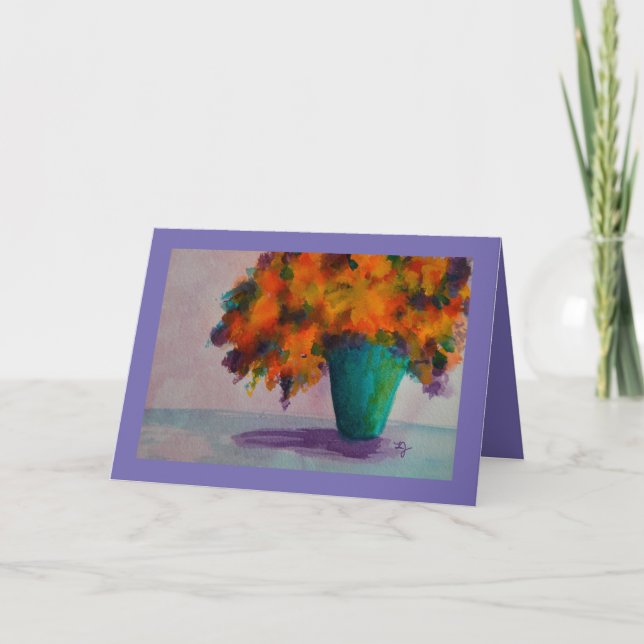 Vase de carte de voeux aquarelle avec fleurs (Devant)