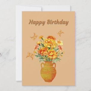 Vase de fleurs Carte de voeux d'anniversaire plat