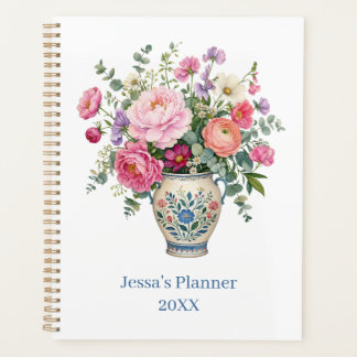 Vase de fleurs Cottagecore rose personnalisé