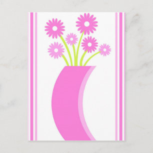 Vase de fleurs roses - Carte postale
