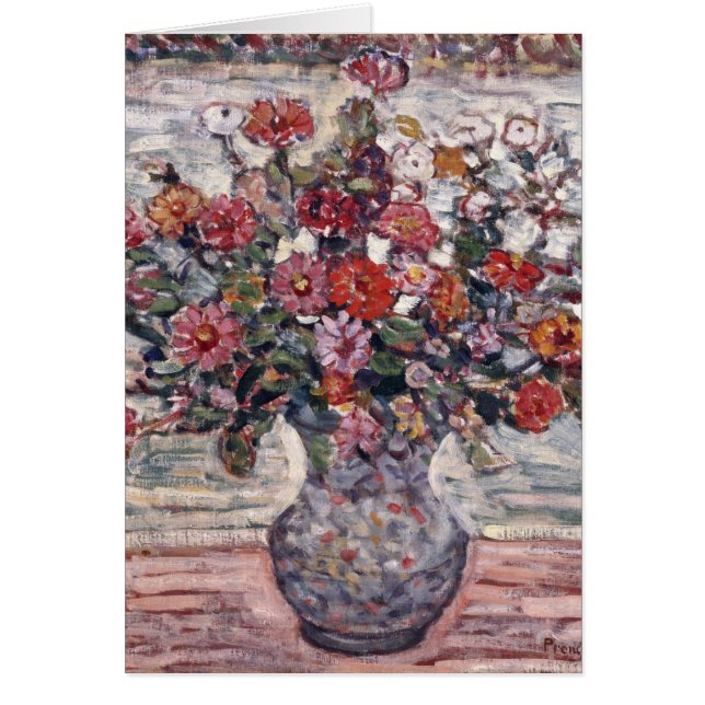 Vase de fleurs, Zinnias de Maurice Prendergast (Devant)
