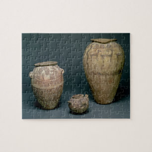 Vase decorated with various friezes of animals and jigsaw puzzle