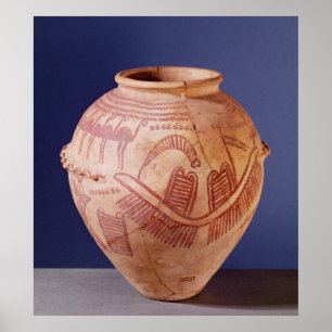 Vase depicting two shrines on a barge poster