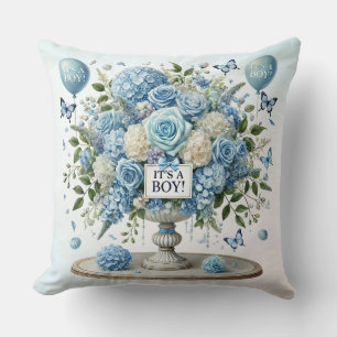 Vase floral bleu blanc Lisse oreiller