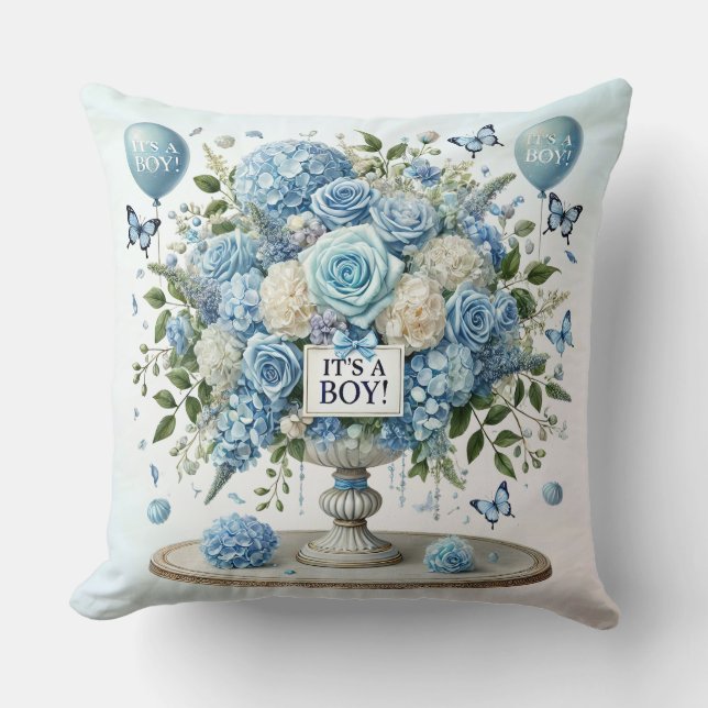 Vase floral bleu blanc Lisse oreiller (Recto)