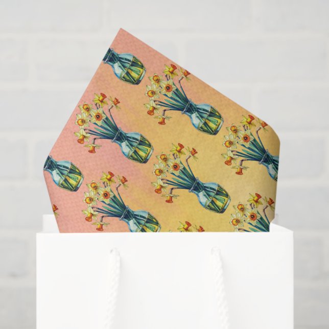 Vase Full of Beautiful Daffodils Tissue Paper (Gift Bag)