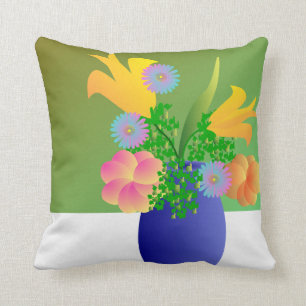 Vase Full of Bright flowers Throw Pillow