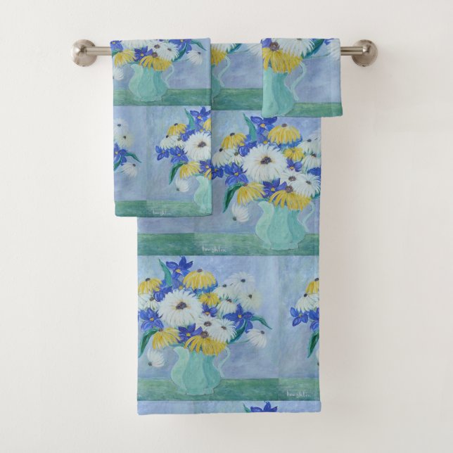Vase Full Of Daisies Bath Towel Set (Insitu)