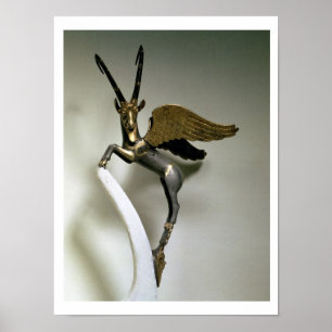 Vase handle in the form of a winged ibex, Achaemen Poster