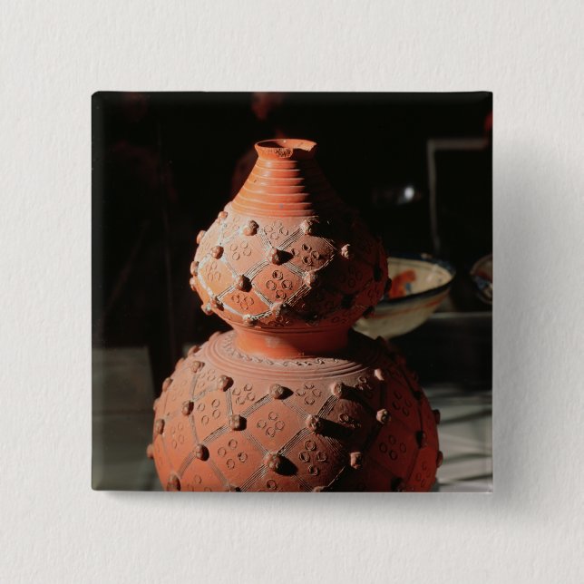 Vase in the shape of a gourd 2 inch square button (Front)