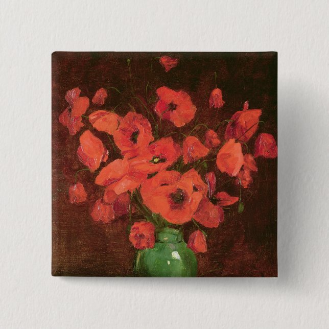 Vase of Flowers 2 Inch Square Button (Front)
