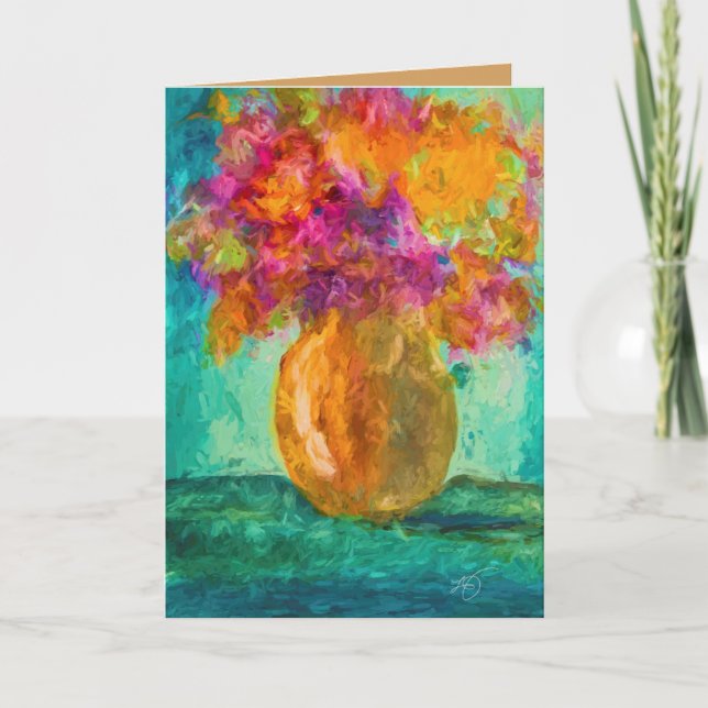 Vase of Flowers Blank Greeting Card (Front)