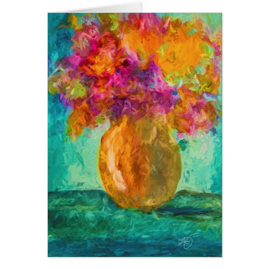 Vase of Flowers Blank Greeting Card