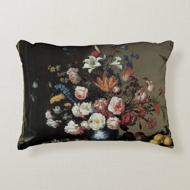 Vase of Flowers by a Window, Balthasar van der Ast Accent Pillow (Front)