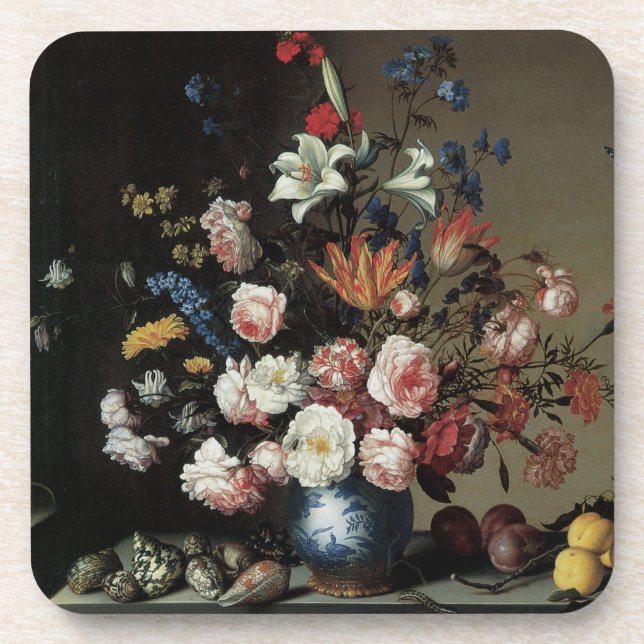 Vase of Flowers by a Window, Balthasar van der Ast Coaster (Front)