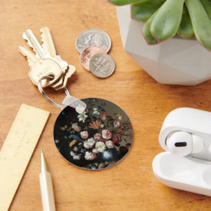 Vase of Flowers by a Window, Balthasar van der Ast Keychain