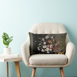 Vase of Flowers by a Window, Balthasar van der Ast Lumbar Pillow