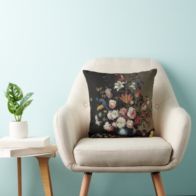 Vase of Flowers by a Window, Balthasar van der Ast Throw Pillow (Chair)