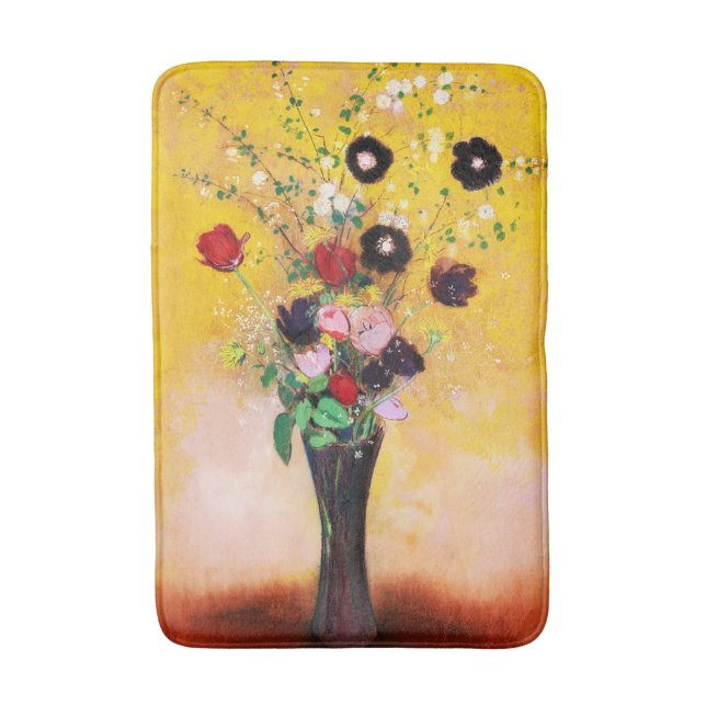 Vase of Flowers by Odilon Redon Bath Mat (Front Vertical)