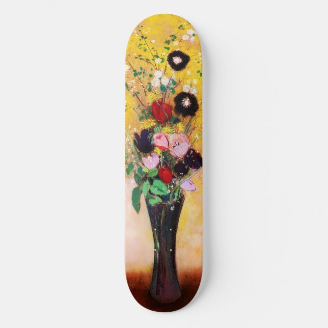 Vase of Flowers by Odilon Redon Skateboard (Front)