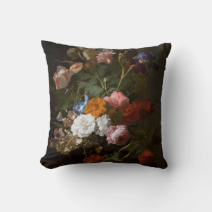 Vase of Flowers by Rachel Ruysch Throw Pillow