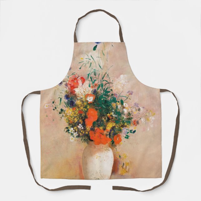 Vase of Flowers by Redon Post-Impressionist Apron (Front)