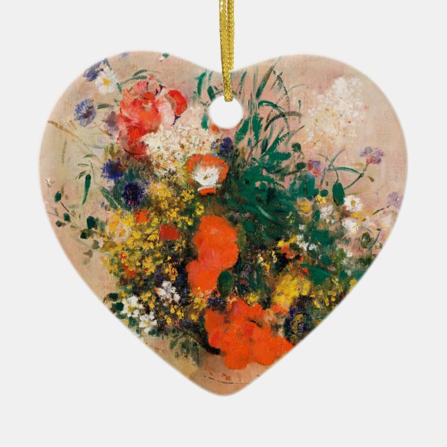 Vase of Flowers by Redon Post-Impressionist Ceramic Ornament (Front)