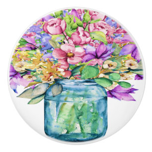 Vase of Flowers Ceramic Drawer Knobs