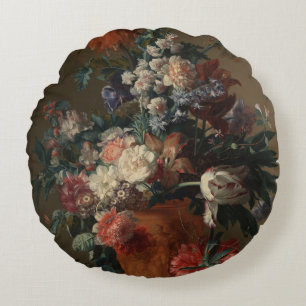 Vase of Flowers - Jan van Huysum Round Pillow