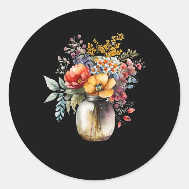 Vase Of Flowers Memom Classic Round Sticker (Front)