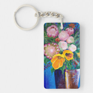Vase of Flowers -- Proteas, Tulips and Roses Keychain