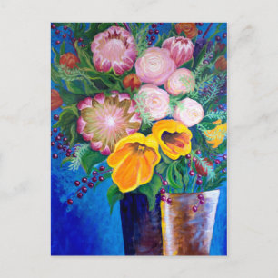 Vase of Flowers -- Proteas, Tulips and Roses Postcard
