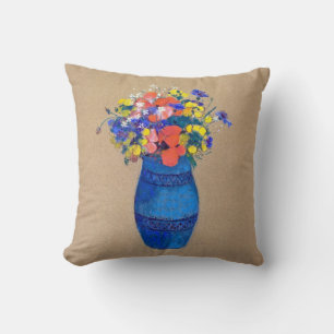 Vase of Flowers, Redon Throw Pillow