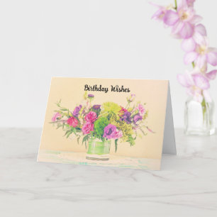 Vase of Flowers Vintage Style Art Birthday Card