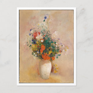 Vase of Flowers with Pink by Redon Painting Postcard