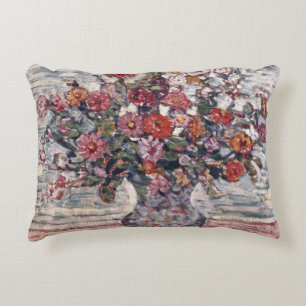 Vase of Flowers, Zinnias by Maurice Prendergast Decorative Pillow