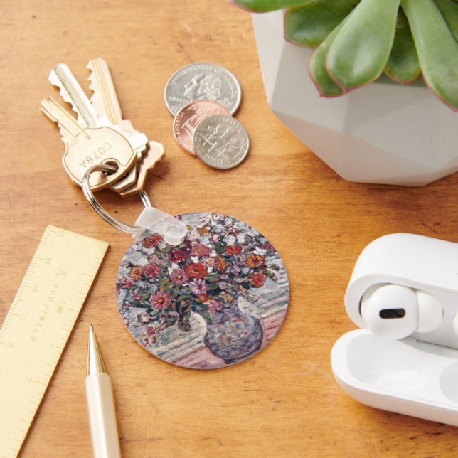 Vase of Flowers, Zinnias by Maurice Prendergast Keychain (Desk)