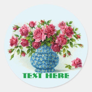 Vase of Pink Roses Stickers