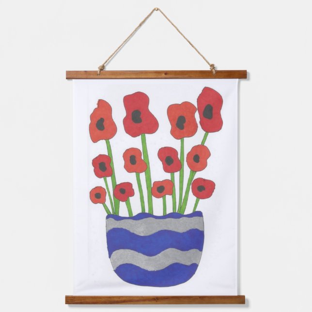 Vase of Poppies Contemporary Art Poster Print Hanging Tapestry (Front)