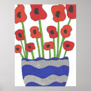 Vase of Poppies Poster d'art contemporain Imprimer