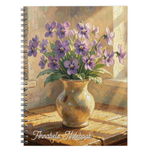 Vase of Purple Violets Impasto Personalized Notebook