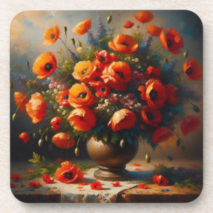 Vase of Red Poppies Coaster