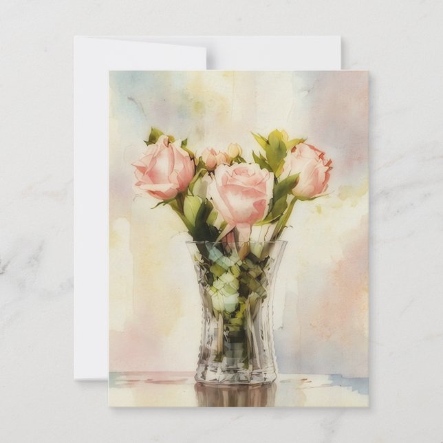 Vase of Roses Art Note Card Set (Front)