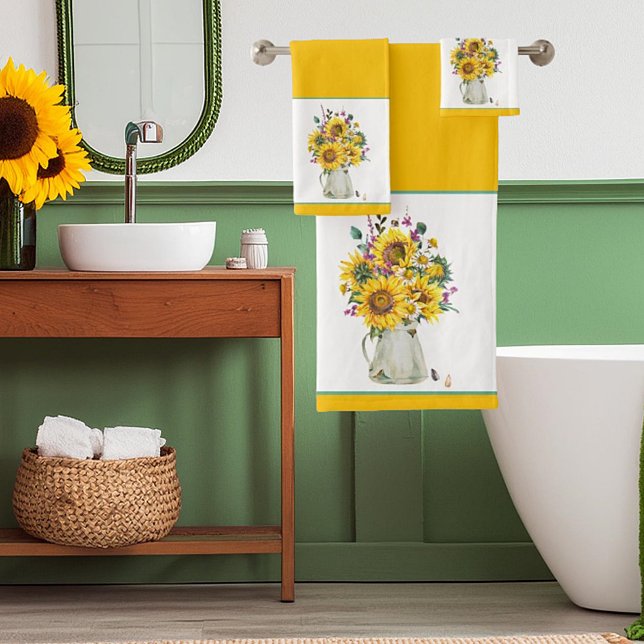 Vase of sunflowers  bath towel set (Creator Uploaded)
